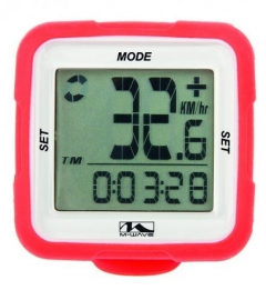 Bike Computer cu silicon, 14 functii - rosu - BikeCentral