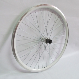 Roata de 26, spate, dublu, alb, butuc Joytech, casetat - BikeCentral