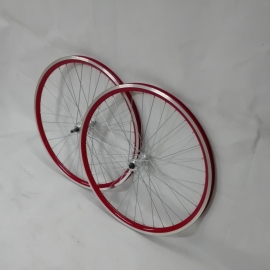 Set de roti de 26 MTB, rosu, pe filet, QR