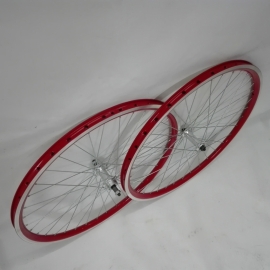 Set de roti de 26 MTB, rosu, pe filet, QR