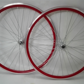 Set de roti de 26 MTB, rosu, pe filet, QR