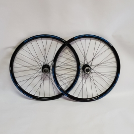 Set roti 26, perete duble, frana pe disc, butuc pe filet culoarea negru - BikeCentral