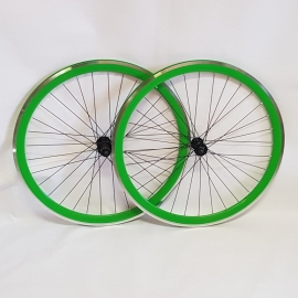 Set roti 622 cursiera, jante verde,butuc Shimano Sora, casetat - BikeCentral