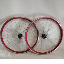 Set de roti 26 MTB rosu pe filet frana pe disc QR  - BikeCentral