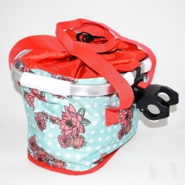 Cos de bicicleta de fata din pinza cu flori - BikeCentral